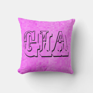 Gia, Pink Girls Name Logo, Kissen