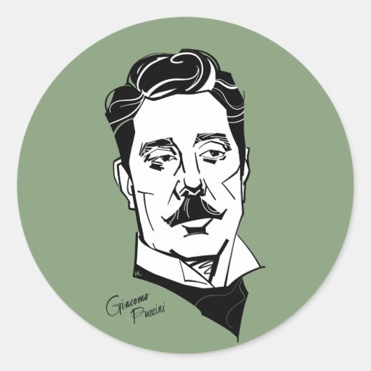 Giacomo Puccini Runder Aufkleber (Vorderseite)