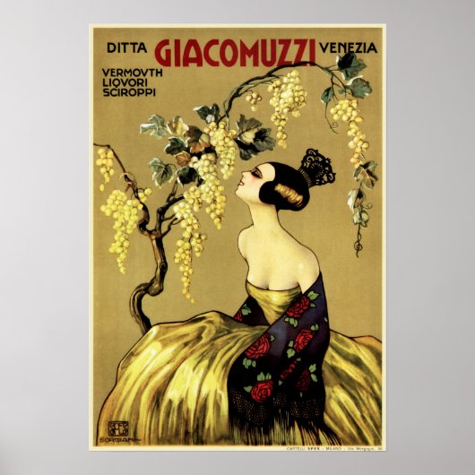 GIACOMUZZI LikörSyrup Aperitif Vintag italienisch Poster (Vorne)