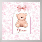 Gianna | Benutzerdefiniertes rosa Teddy-Bär-Kinder Poster (Vorne)