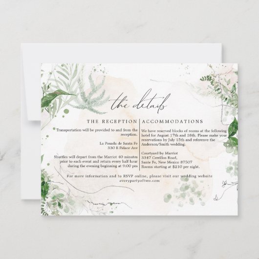 GIANNA Boho Etherial Greenerity Wedding Details Ca Einladung (Vorderseite)
