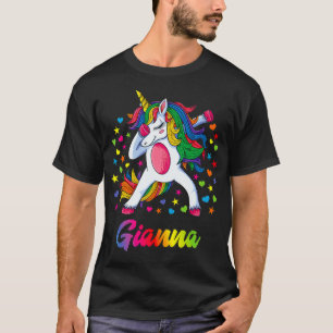 Gianna Dabbing Einhorn Regenbogen Personalisierter T-Shirt