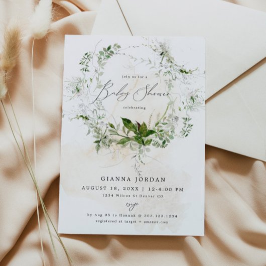 GIANNA Etherial Green Garden Baby Shower Einladung