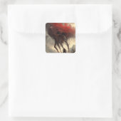 Giant Alien Walking Science Fiction Horror Kunst Quadratischer Aufkleber (Tasche)