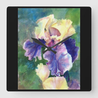 Giant Bearded Iris Quadratische Wanduhr