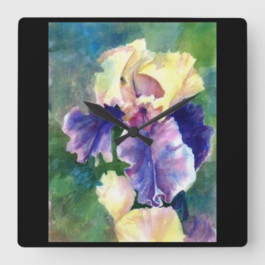 Giant Bearded Iris Quadratische Wanduhr (Vorderseite)