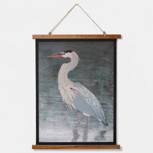 Giant Blue Heron "Patienten" Wandteppich Mit Holzrahmen