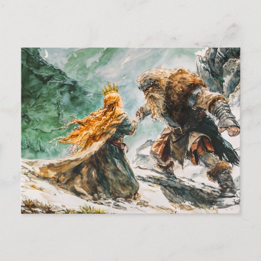 Giant Bodo Confronts Princess Rosstrappe Watercolo Postkarte (Vorderseite)