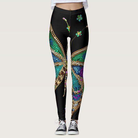 Giant Butterfly Jewel Colored Mosaik Leggings (Vorderseite)