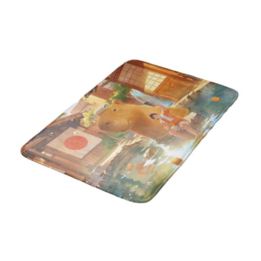 Giant Capybara - Hot Spring Illustration Badematte (Schrägansicht)