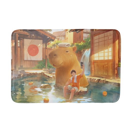 Giant Capybara - Hot Spring Illustration Badematte (Vorderseite)