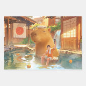 Giant Capybara - Hot Spring Illustration Geschenkpapier Set (Vorderseite 2)
