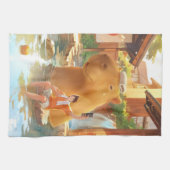 Giant Capybara - Hot Spring Illustration Geschirrtuch (Horizontal)