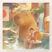 Giant Capybara - Hot Spring Illustration Glasuntersetzer (Vorderseite)