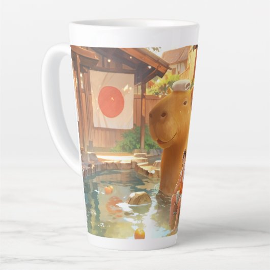 Giant Capybara - Hot Spring Illustration Milchtasse (Linke Ecke)