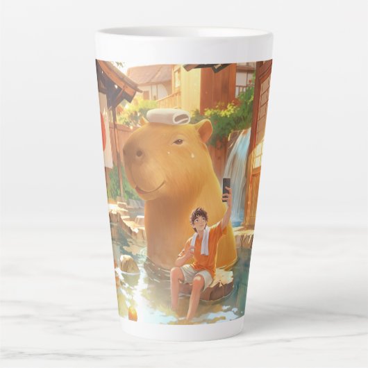 Giant Capybara - Hot Spring Illustration Milchtasse (Vorderseite)