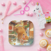 Giant Capybara - Hot Spring Illustration Pappteller (Party)
