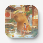 Giant Capybara - Hot Spring Illustration Pappteller (Vorderseite)