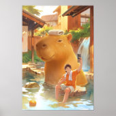 Giant Capybara - Hot Spring Illustration Poster (Vorne)
