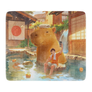 Giant Capybara - Hot Spring Illustration Schneidebrett