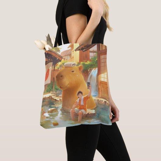 Giant Capybara - Hot Spring Illustration Tasche (Von Nahem)