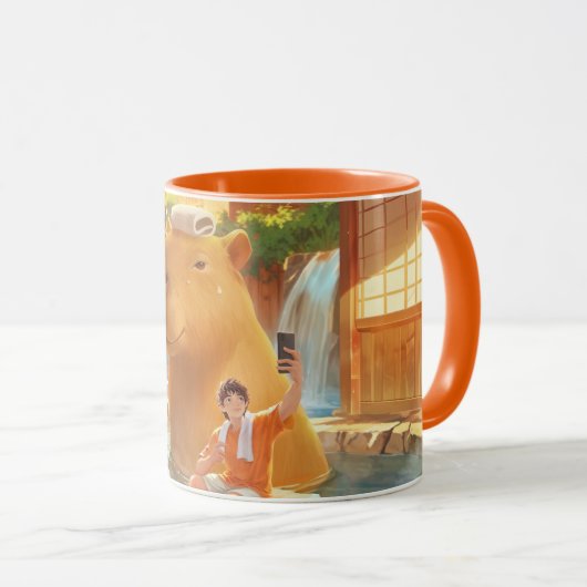 Giant Capybara - Hot Spring Illustration Tasse (VorderseiteRechts)