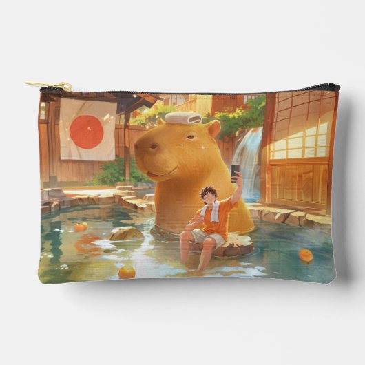Giant Capybara - Hot Spring Illustration Zubehörtasche (Vorderseite)
