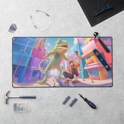 Giant Chameleon - City Illustration Schreibtischunterlage (Arbeitsplatz)