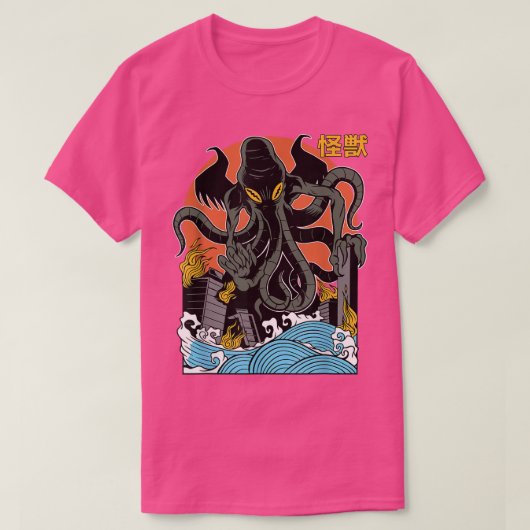 Giant Cthulhu Sunset Japanese T-Shirt (Design vorne)