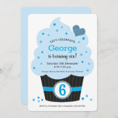 Giant Cupcake Geburtstagsparty Einladung Blue (Vorne/Hinten)