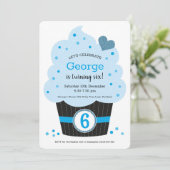 Giant Cupcake Geburtstagsparty Einladung Blue (Stehend Vorderseite)