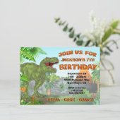 Giant Dinosaur Jungle Vulkan Birthay Party Einladung (Stehend Vorderseite)