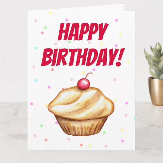 Giant Funny Cupcake Happy Birthday Card Karte (Kleine Pflanze)