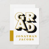 GIANT GOLD BLACK GRAD Graduate Danke Karte (Vorne/Hinten)