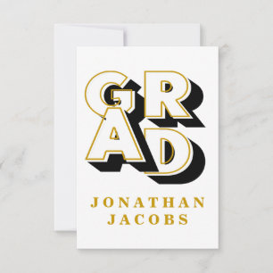 GIANT GOLD BLACK GRAD Graduate Danke Karte