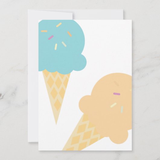 Giant Ice Cream Cones Gender-Offenbarung Er oder s Einladung (Rückseite)