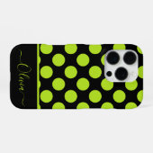Giant Lime Green Polka Dots on Black iPhone Case Hülle (Rückseite (Horizontal))
