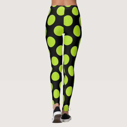 Giant Lime Green Polkadots on Black Leggings (Rückseite)