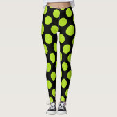 Giant Lime Green Polkadots on Black Leggings (Vorderseite)