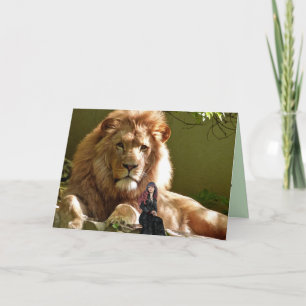 GIANT LION & LITTLE LADY BIRTHDAY FANTASY CARD KARTE