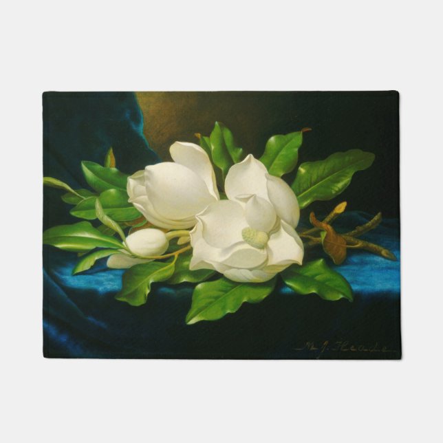 Giant Magnolias auf einem blauen Samttuch (Heade) Fußmatte (Vorderseite)