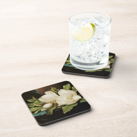 Giant Magnolias auf einem blauen Samttuch von MJ H Getränkeuntersetzer (Rechte Seite)