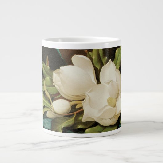 Giant Magnolias auf einem blauen Samttuch von MJ H Jumbo-Tasse (Vorderseite)
