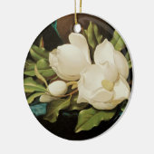 Giant Magnolias auf einem blauen Samttuch von MJ H Keramikornament (Links)