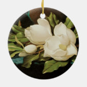 Giant Magnolias auf einem blauen Samttuch von MJ H Keramikornament (Hinten)