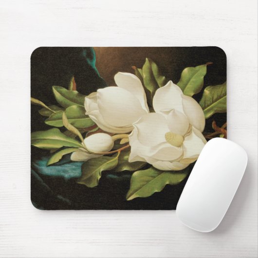 Giant Magnolias auf einem blauen Samttuch von MJ H Mousepad (Mit Mouse)