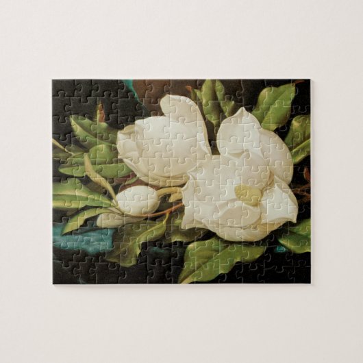 Giant Magnolias auf einem blauen Samttuch von MJ H Puzzle (Horizontal)