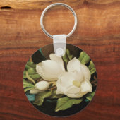 Giant Magnolias auf einem blauen Samttuch von MJ H Schlüsselanhänger (Vorderseite)