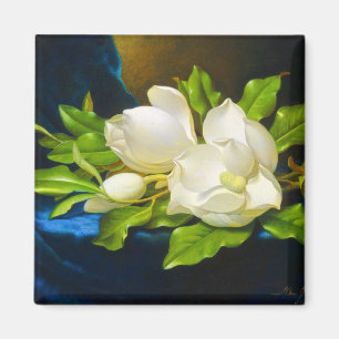 Giant Magnolias auf einer blauen Velvet-Leinwand Magnet
