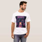 Giant Mech Robot vs Human | Cyberpunk City Sunset  T-Shirt (Vorne ganz)